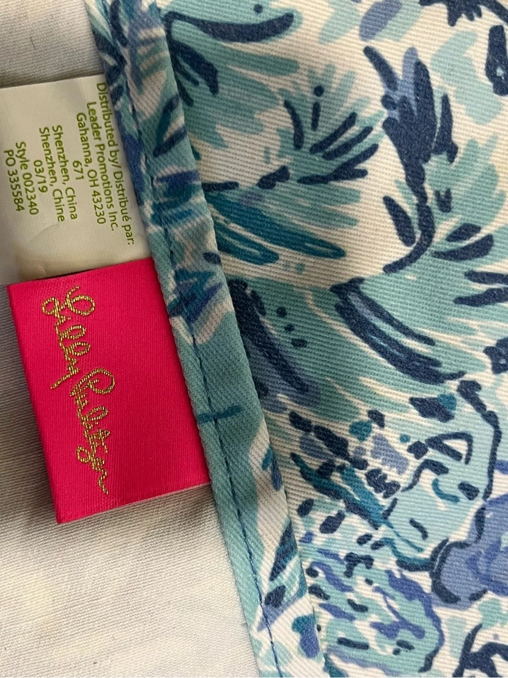Lilly Pulitzer Light Blue Floral Apron with Navy Pockets
